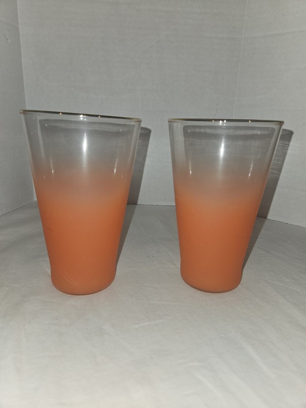 Pair Of MCM Blendo Orange Frosted 5 1/4" Juice Glasses/Tumblers